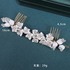 Elegant Gold Crystal Flower Hair Comb Vine Pin For Women Bride Wedding Bridal Hair Accessories Jewelry Headpiece Headband Tiara