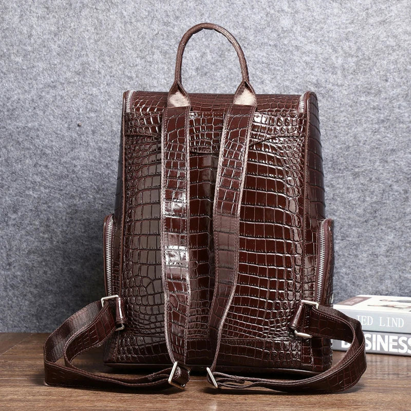 New Quality Business men's bag Real Cowhide Leather Crocodile Pattern backpack Men shoulder bags Genuine Leather backpack