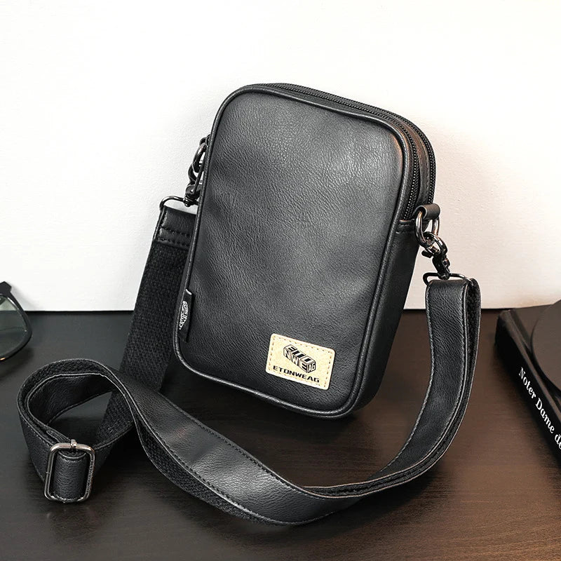 High Quality PU Leather Trend Crossbody Bags Fashion Business Men's Small Shoulder Bags Casual Travel Storage Phone Coin Purses - EUFASHIONBAGS