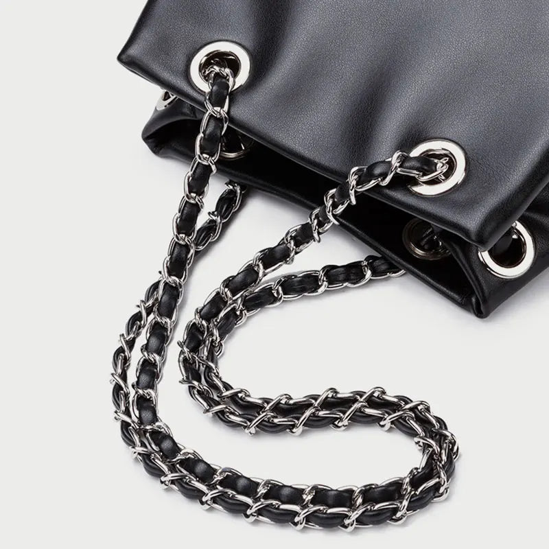 Luxury Women's Chain Bag New Genuine Leather Women Crossbody Bucket Bag High Quality Cowhide Diamond Lattice Shoulder Bags