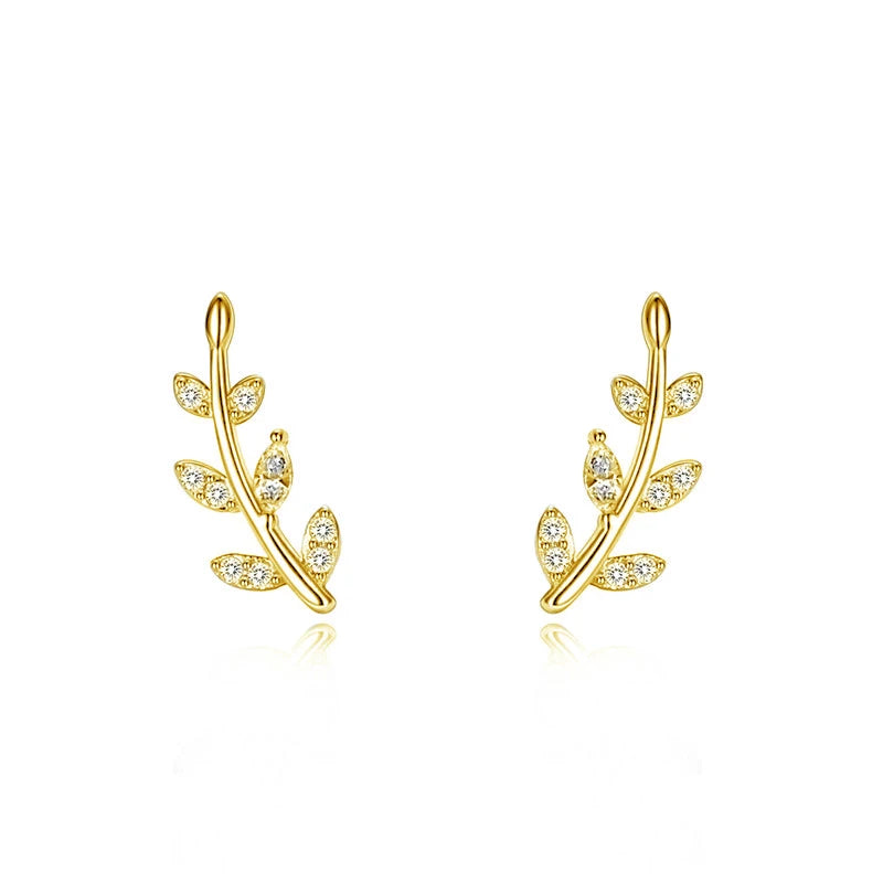 Fashion Fresh Olive Branch Leaf Earrings Stud Silver Color/Gold Color Exquisite Piercing Earrings for Women Chic Jewelry