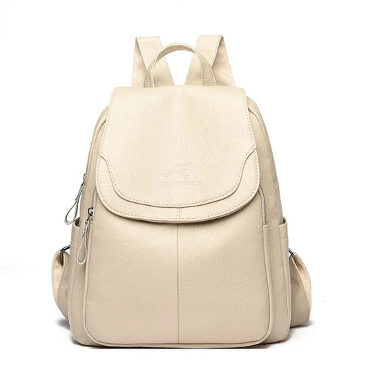 White Women Backpack Female Leather Backpacks Ladies Sac A Dos School Bags for Girls Large Travel Back Pack Rucksacks - EUFASHIONBAGS