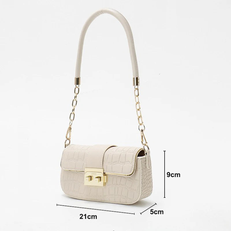 Women's Shoulder Bags Crocodile Texture Designer Luxury Bag Fashion New Female Crossbody Chain Bag PU Leather Women Handheld