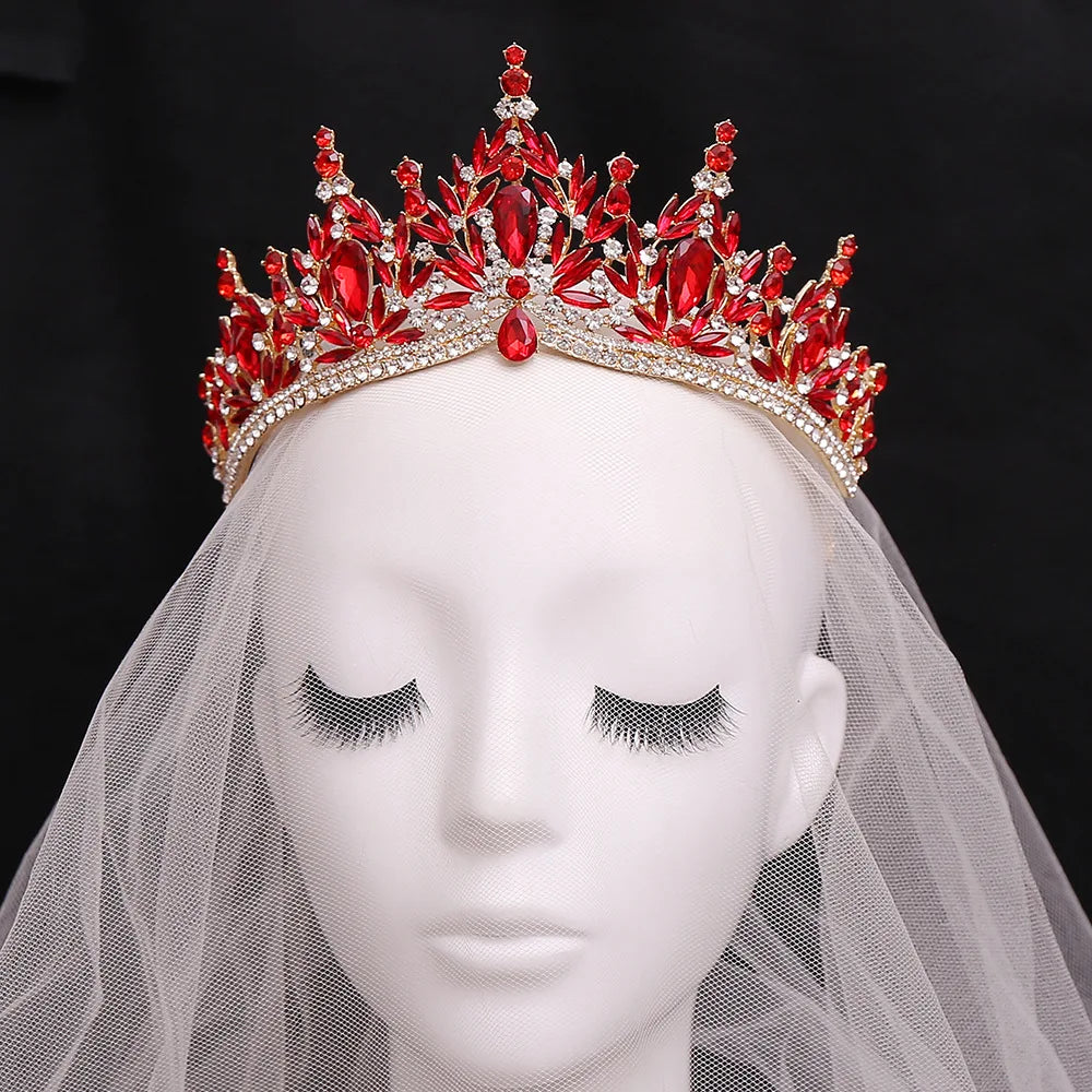 Luxury Forest Queen Crystal Leaves Bridal Tiaras Royal Baroque Crowns Rhinestone Pageant Diadem Wedding Costume Hair Accessories - EUFASHIONBAGS