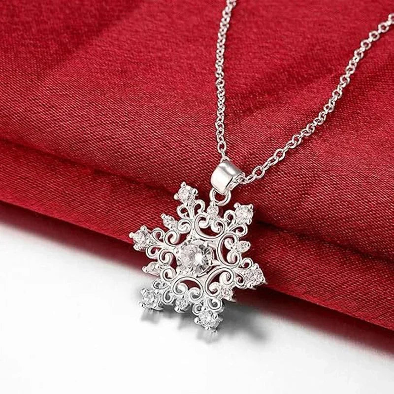 Romantic Snowflake Design Women's Necklace with Dazzling Crystal Cubic Zirconia Wedding Party Temperament Bridal Jewelry - EUFASHIONBAGS