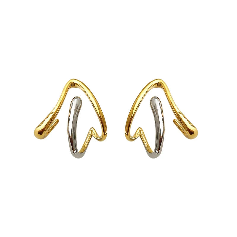 Personality Arrows Shape Stud Earrings for Women Two Tone Design Y2K Girls Ear Piercing Earrings Modern Fashion Jewelry - EUFASHIONBAGS