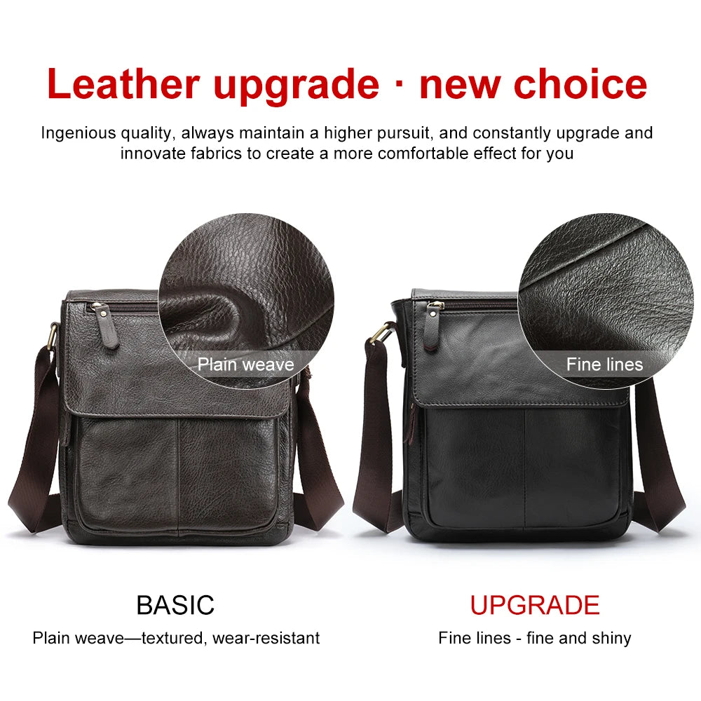 Men Shoulder Bag High Quality Male Bag Cowhide Leather Crossbody Bags Capacity Men Messenger Tote Bags - EUFASHIONBAGS