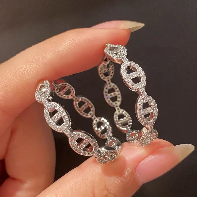 Gorgeous Circle Hoop Earrings Female Daily Party Accessories Luxury Silver Color Brilliant Zirconia Jewelry for Women - EUFASHIONBAGS