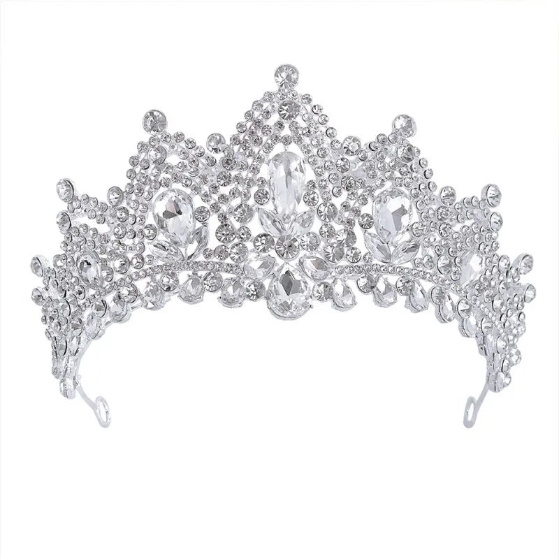 Luxury Diverse Silver Color Crystal Bridal Tiaras Crowns Rhinestone Pageant Prom Diadem Bride Headpiece Wedding Hair Accessories - EUFASHIONBAGS