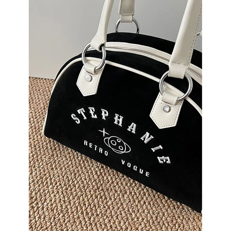 Retro Women Baseball Handbags Fashion Embroidery Small Capacity Boston Crossbody Shoulder Bags Luxury Sac A Main Femme