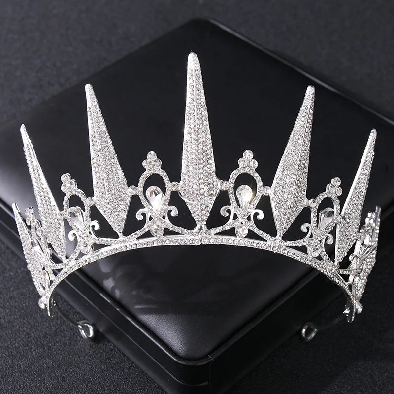 Baroque Vintage Black Crystal Rhinestone Crowns Bride Queen Princess Wedding Hair Accessories Elegant Tiara Diadem Women Jewelry - EUFASHIONBAGS