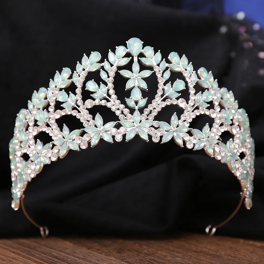 Vintage Baroque Style Rhinestone Bridal Leaf Crystal Crown Wedding Headdress Floral Diadem Party Accessories Pageant Queen Tiara