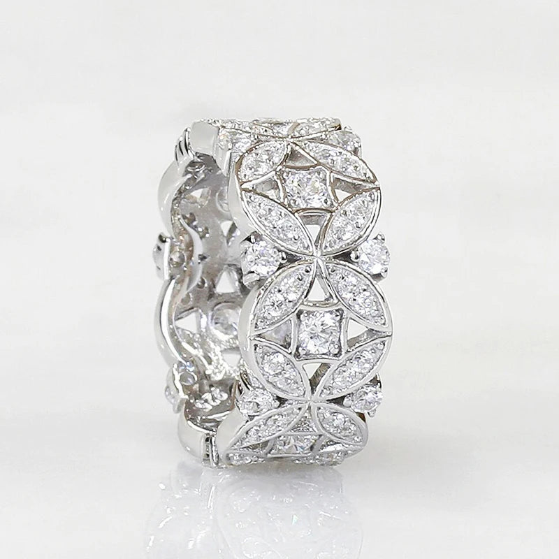 Luxury Silver Color Finger Ring Female Shinning Cubic Zirconia Jewelry for Wedding Aesthetic Accessories Gift