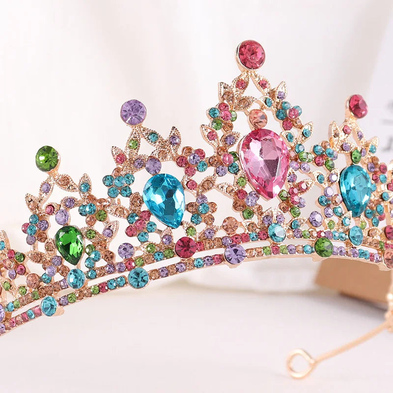 Trendy Crystal Rhinestone Tiaras Crown Wedding Hair Jewelry More Color Bridal Queen Princess Pageant Diadem Women Head Accessory - EUFASHIONBAGS