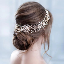 Cargar imagen en el visor de la galería, Crystal Flower Leaf Wedding Bridal Headbands Tiaras For Women Bride Rhinestone Bridal Wedding Hair Accessories Jewelry Band Gift