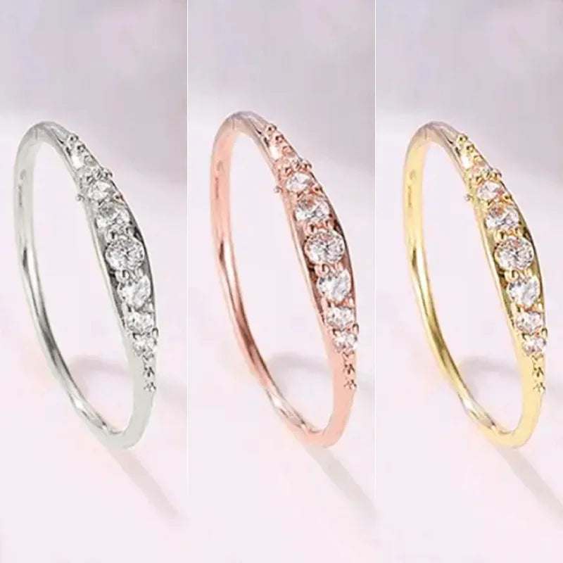 Fashion Thin Finger Rings for Women Simple Stylish 3 Color Optional Wedding Engagement Jewelry Chic Finger Accessories - EUFASHIONBAGS