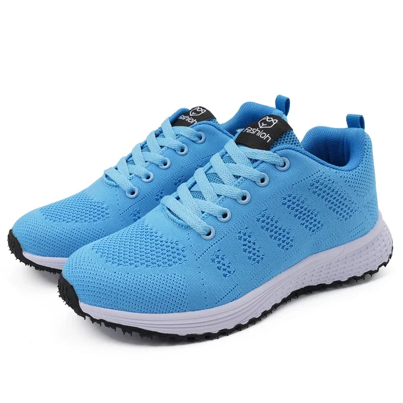 Women's Flat Shoes Solid Color Mesh Breathable Casual Shoes Spring and Summer Anti Slip Wear-resistant Tennis Women Sports Shoes - EUFASHIONBAGS