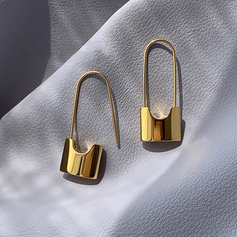 Chic Lock Shaped Drop Earrings for Women Metal Silver Color/Gold Plated Y2K Girls Piercing Accessories Statement Jewelry