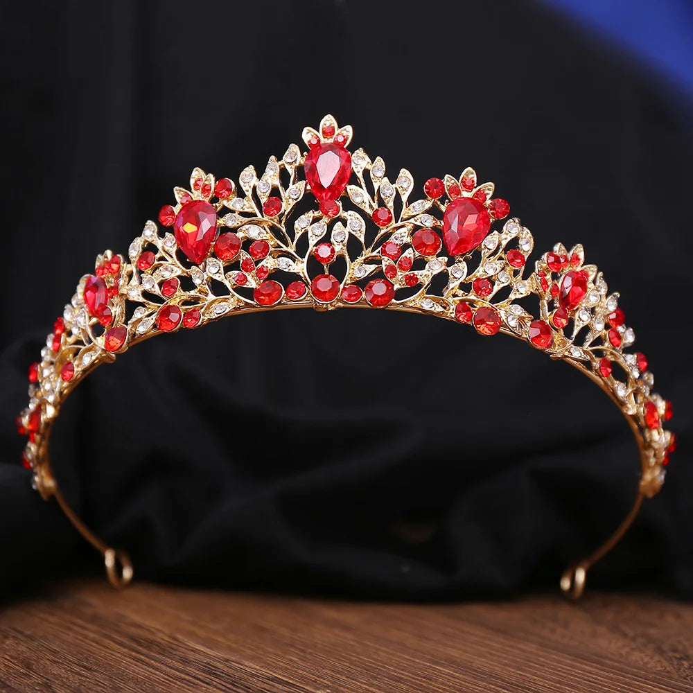 Baroque Luxury Forest AB Color Crystal Bridal Tiaras Crowns Rhinestone Pageant Diadem Wedding Hair Accessories Party Headpieces - EUFASHIONBAGS