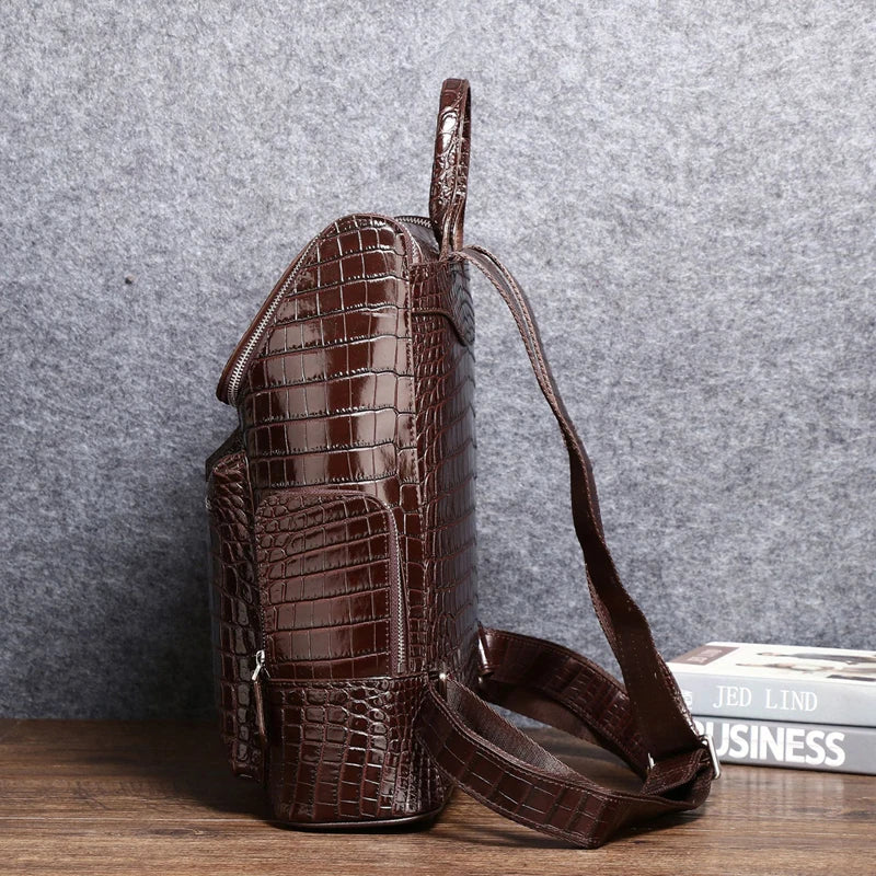 New Quality Business men's bag Real Cowhide Leather Crocodile Pattern backpack Men shoulder bags Genuine Leather backpack