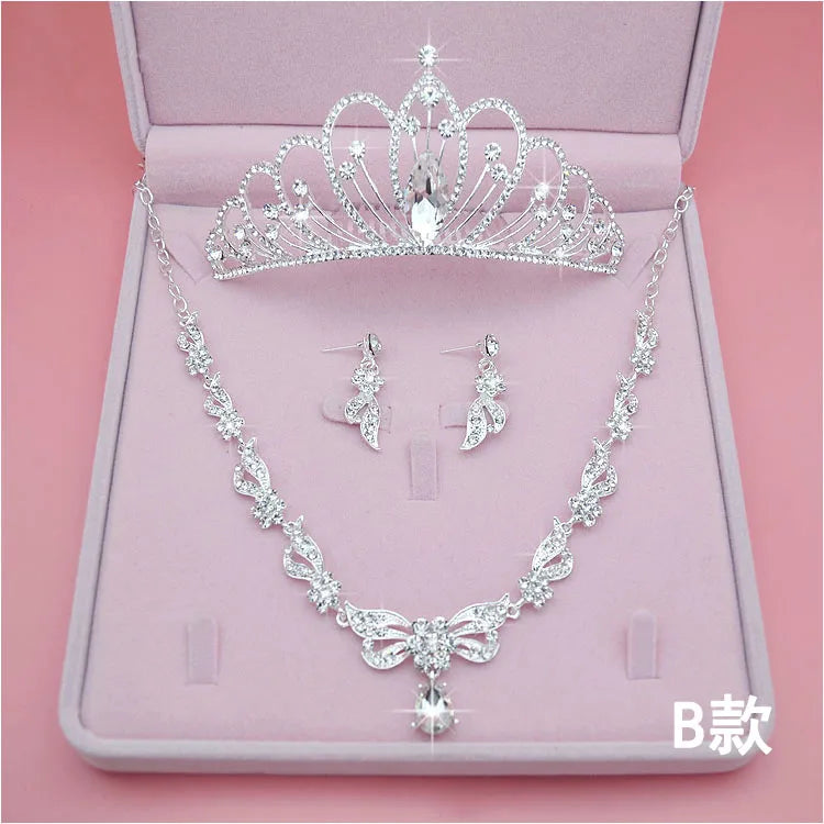 High Quality Fashion Crystal Wedding Bridal Jewelry Sets Women Bride Tiara Crowns Earring Necklace Wedding Jewelry Accessories - EUFASHIONBAGS