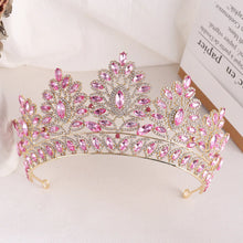 画像をギャラリービューアに読み込む, Baroque Pink Opal Wedding Big Crown Princess Headdress Crystal Bridal Tiaras Rhinestone Diadem Wedding Hair Jewelry Accessories