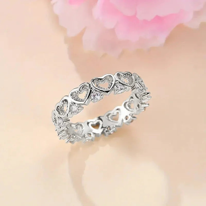 Romantic Heart Finger Rings for Lady Chic Exquisite Love Sweet Engagement Anniversary Jewelry Romantic Trendy Accessories - EUFASHIONBAGS