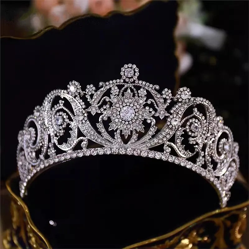 Baroque Princess Queen Cubic Zircon Bridal Crown Headwear Crystal Tiaras For Women Wedding Crowns Hair Dress Accessories Jewelry - EUFASHIONBAGS