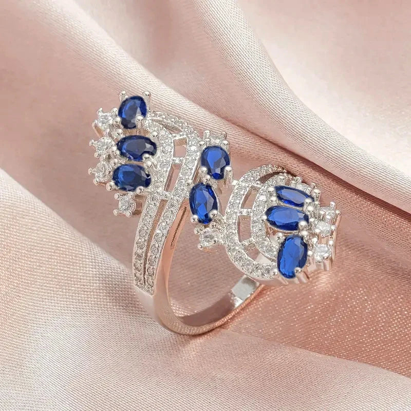 Gorgeous Women Rings White/Garnet/Purple/Blue Cubic Zirconia Aesthetic Bridal Rings for Wedding Party Jewelry - EUFASHIONBAGS