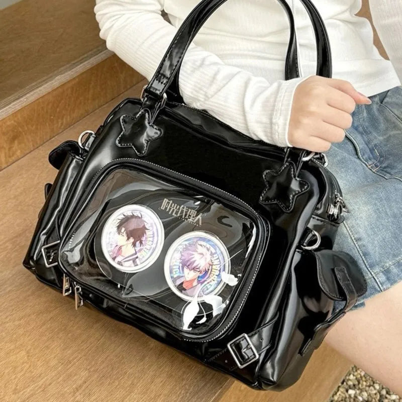 Pink Ita Bags Purse Women Lolita Shoulder Underarm Bag Japanese Transparent Large Handbag Y2k