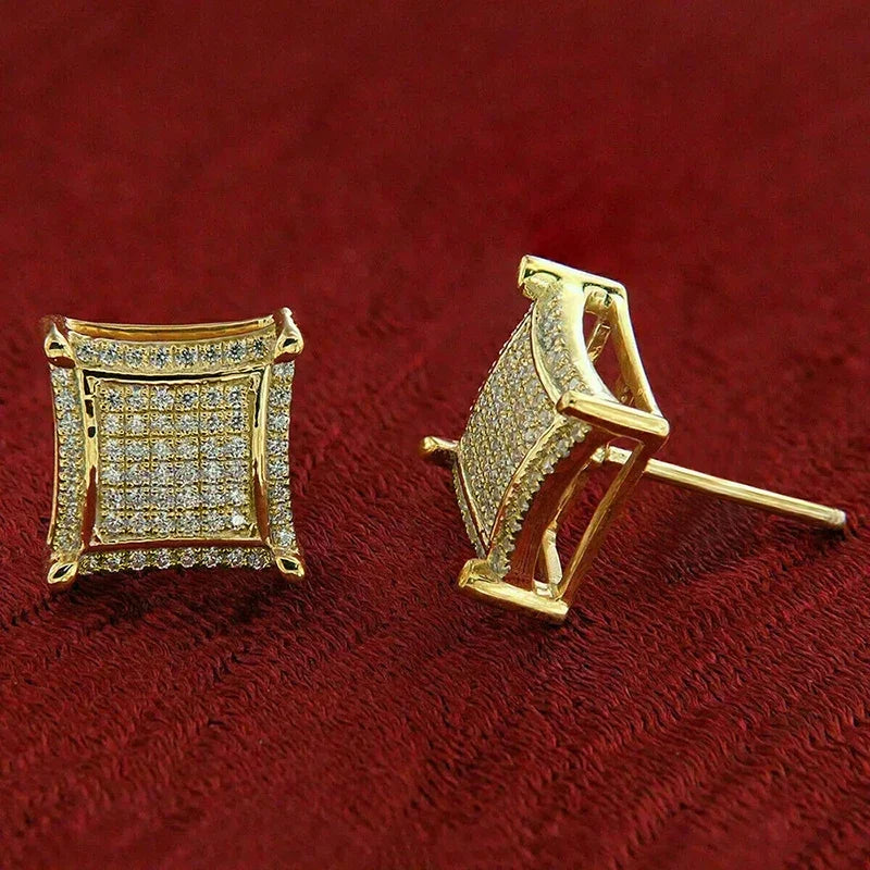 Women Geometric Stud Earrings Gold Color Temperament Lady's Earrings Simple Versatile Cubic Zirconia Jewelry - EUFASHIONBAGS