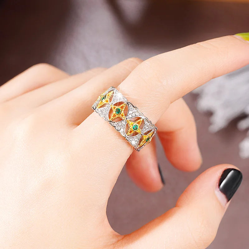 Aesthetic Hollow-out Style Ring for Women Delicate Finger Accessories with Bright Zirconia Fashion Lady Jewelry