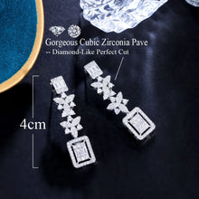 Charger l&#39;image dans la galerie, White Baguette Cubic Zirconia Earrings Pave Setting Leaf Drop Dangle Jewelry b115