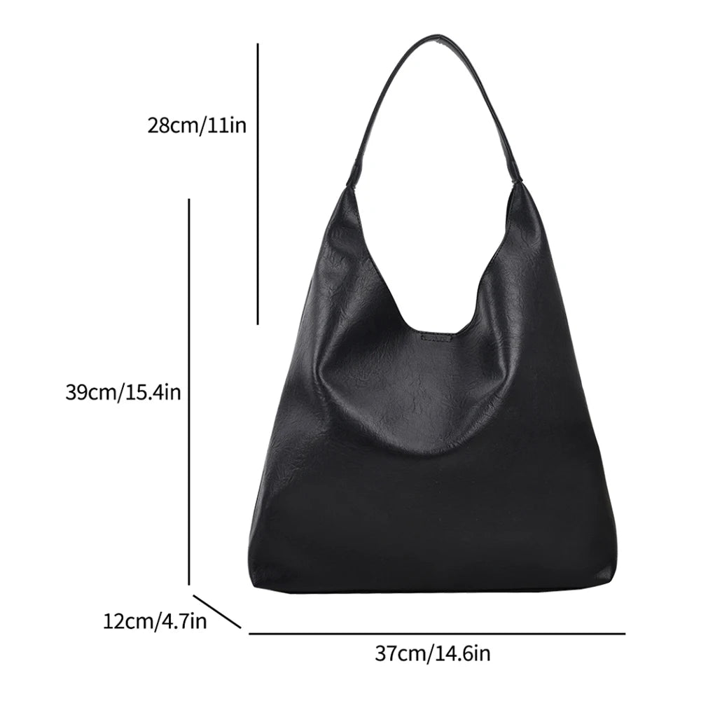 Soft PU Leather Fashion Handbags Purse for Women Retro Luxury Shoulder Bag Large Casual Shopping Hobo Women's Tote Bags - EUFASHIONBAGS