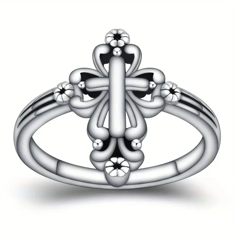 Chic Delicate Cross Ring Lady Daily Wearable Metal Silver Color Finger Band Accessories Low-key Exquisite Jewelry Gift