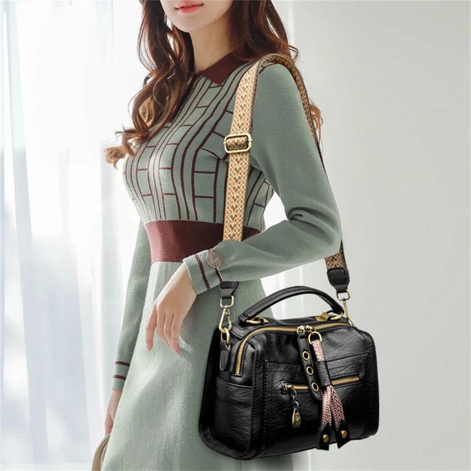 Women Soft Leather Top-Handle Bags Luxury Designer Handbags Ladies Large Shoulder Crossbody Bag Casual Tote Commuting Sac A Main - EUFASHIONBAGS