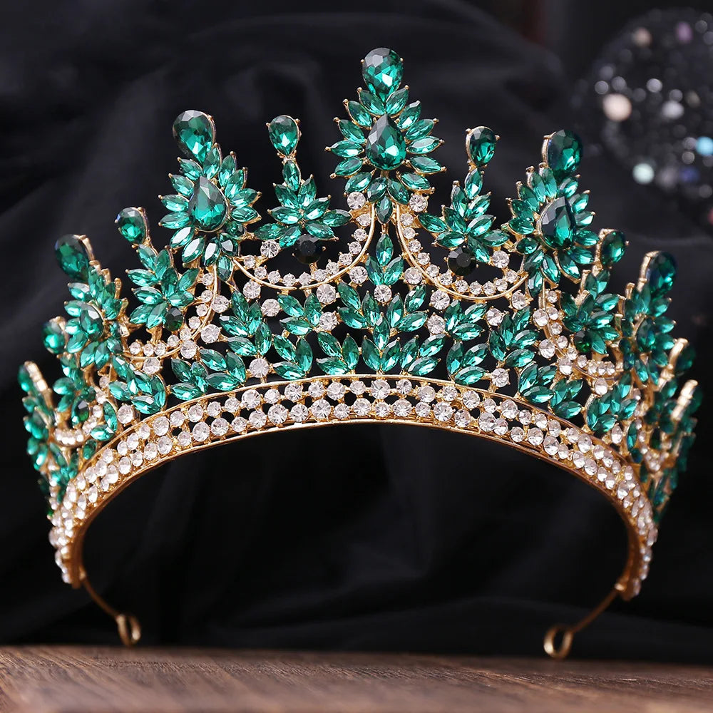 Luxury Big Forest AB Color Crystal Flower Bridal Tiaras Crown Floral Headband Rhinestone Pageant Diadem Wedding Hair Accessories - EUFASHIONBAGS