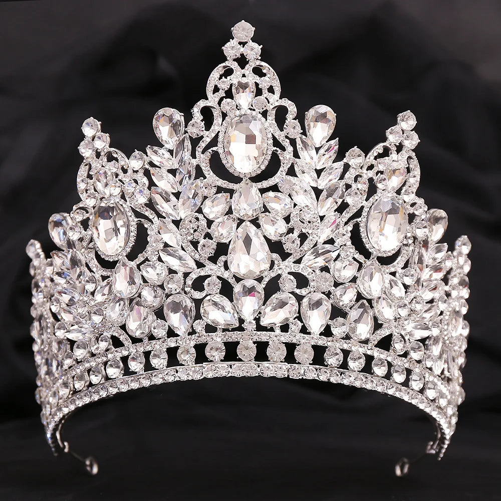 Luxury Big Forest Miss Universe Crystal Royal Queen Witch Crowns Rhinestone Bridal Tiara Pageant Diadem Wedding Hair Accessories - EUFASHIONBAGS