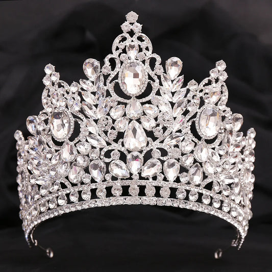 Luxury Big Forest Miss Universe Crystal Royal Queen Witch Crowns Rhinestone Bridal Tiara Pageant Diadem Wedding Hair Accessories - EUFASHIONBAGS