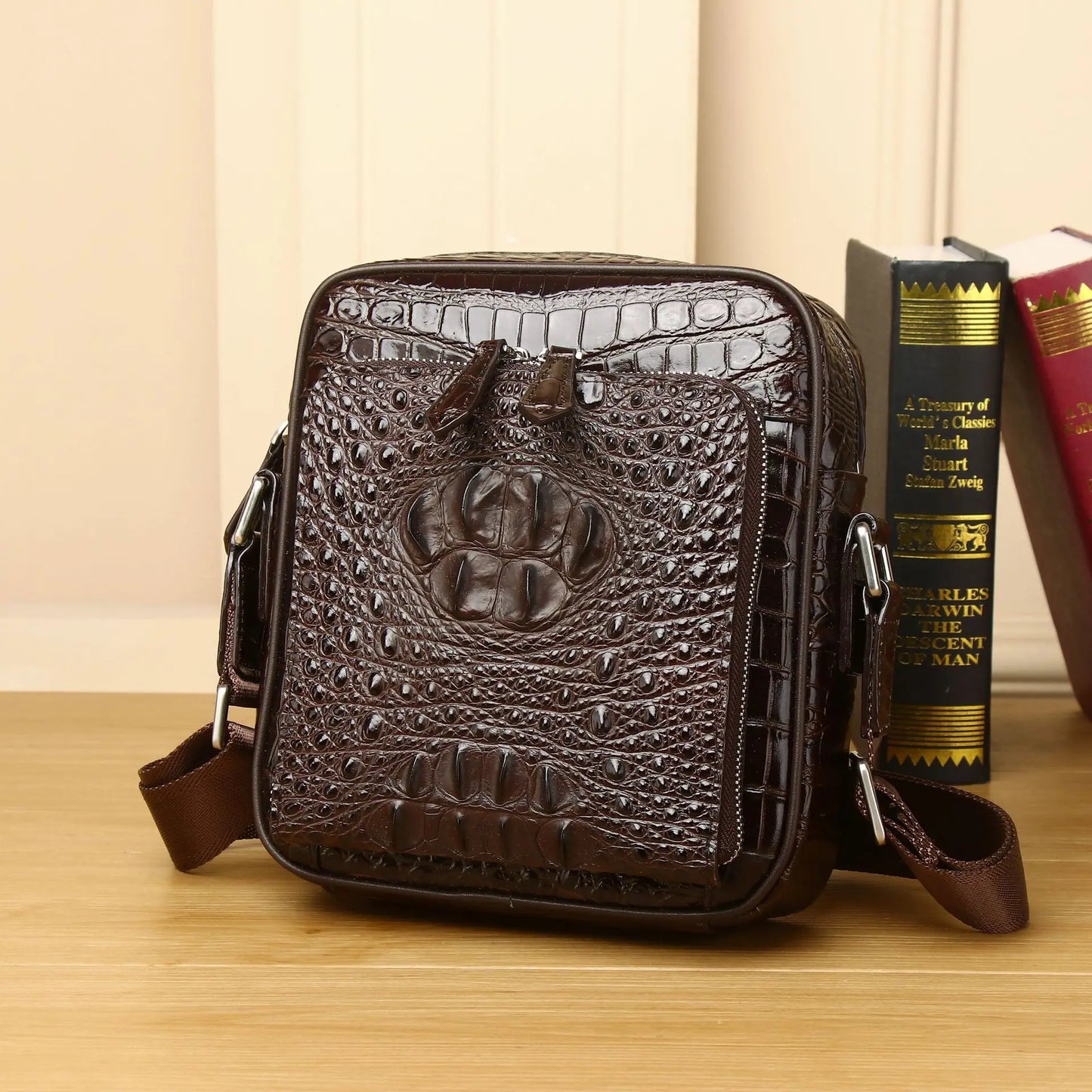 Genuine Leather alligator handbag large capacity men's briefcase business Crossbody bag fashion men's bag real cowhide bag - EUFASHIONBAGS