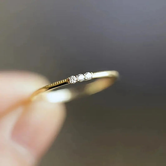 Trendy Simple Thin Ring Lady Versatile Accessories Gold Color/Silver Color Bright Micro Zirconia Jewelry for Daily Wear