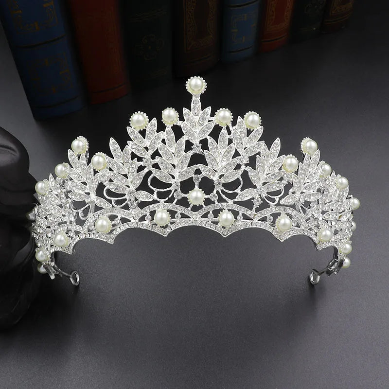 Luxury Crystal Wedding Hair Tiara Rhinestone Bridal Tiara Crown Silver Color Diadem Veil Tiaras Bride Hair Accessories Headpiece - EUFASHIONBAGS