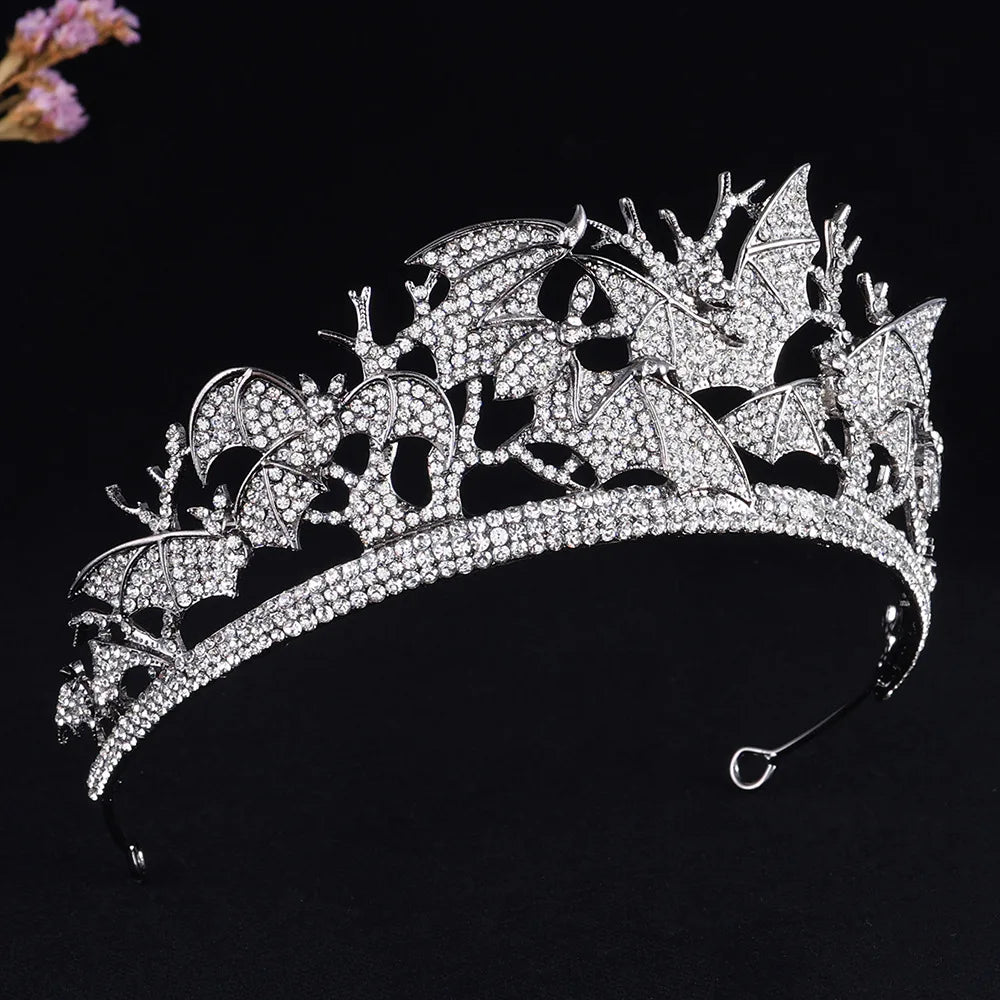 Halloween Bat Vampire Crowns Full Rhinestone Handmade Hairband Headdress for Women Fashion Queen Crown Headpieces Party Jewelry - EUFASHIONBAGS