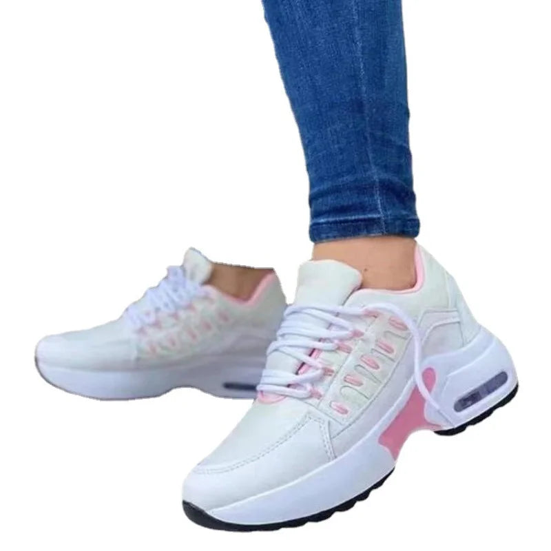 Women's Shoes Spring and Autumn New Mesh Breathable Casual Shoes Outdoor Lightweight Non-slip Wedge Heel Thick-soled Sneakers - EUFASHIONBAGS