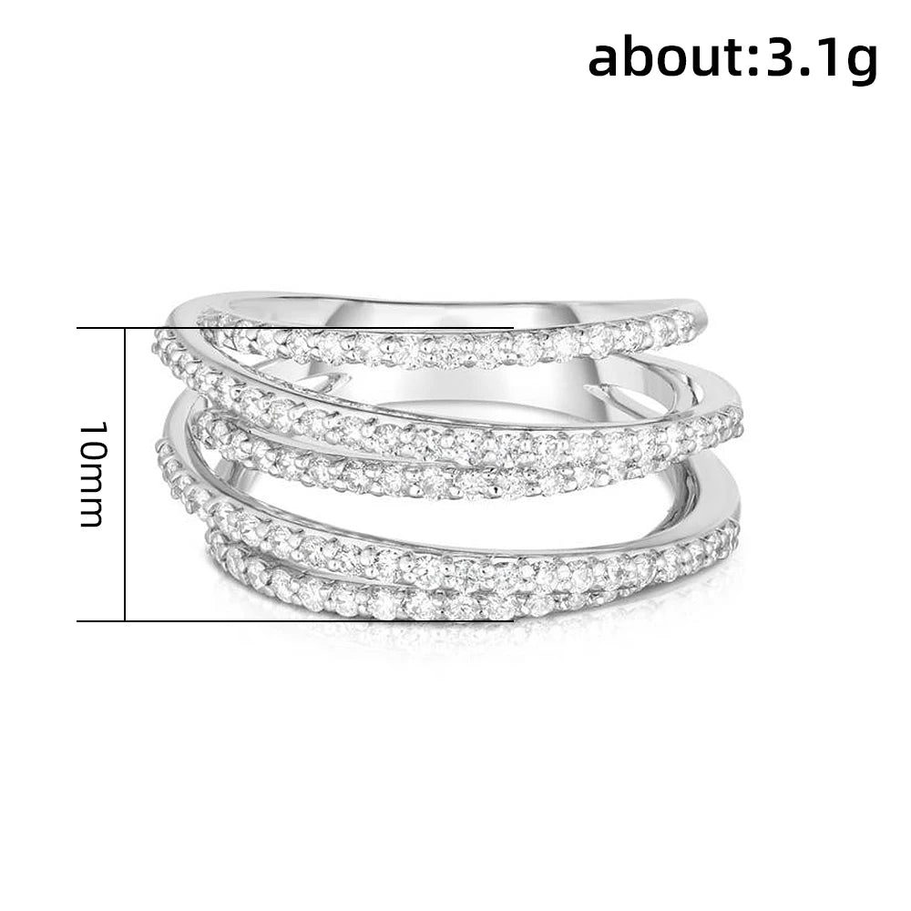 Fashion Cross Cubic Zircon Finger Ring for Women Versatile Design Female Rings Party Daily Wear Modern Trend Jewelry