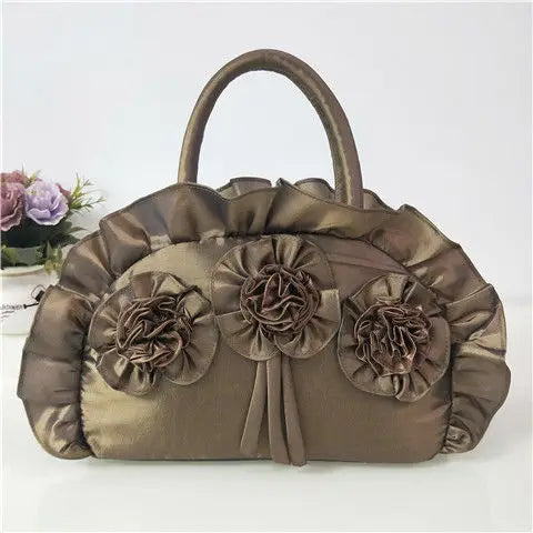 Gothic Purple Y2k Hand Bag Women New Dark Lolita Soft Chic Handle Purse Female Vintage Flower Cute Mini Bag Bolso Mujer