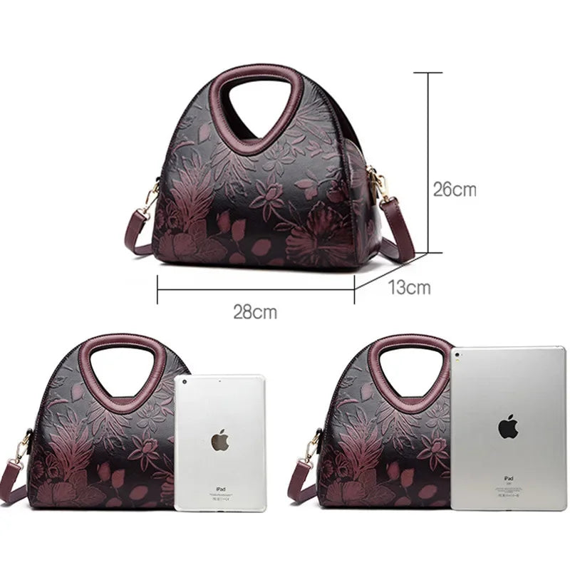 Women Leather Handbags Female Ladies Hand Hobos Bag Mother Shoulder Bag Chinese Style Crossbody Bags For Women Sac A Main - EUFASHIONBAGS