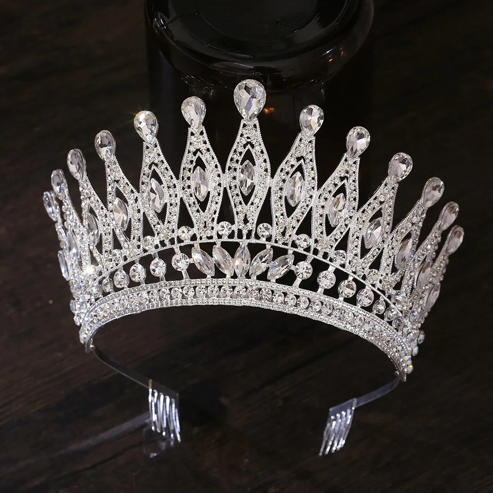 Miss Universe Paraguay Angola Crown With Comb Bridal Tiara Pageant Diadem Bride Headdress Wedding Dress Hair Jewelry Accessories - EUFASHIONBAGS