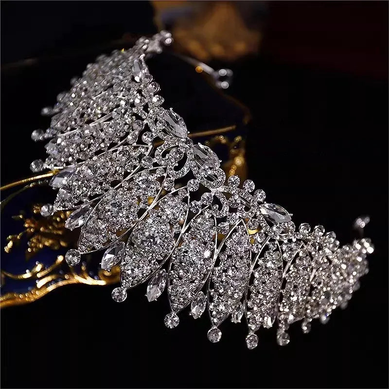 Baroque Luxury Handmade Crystal Bridal Tiaras Cubic Zircon Big Crown Rhinestone Pageant Diadem Headband Wedding Hair Accessories