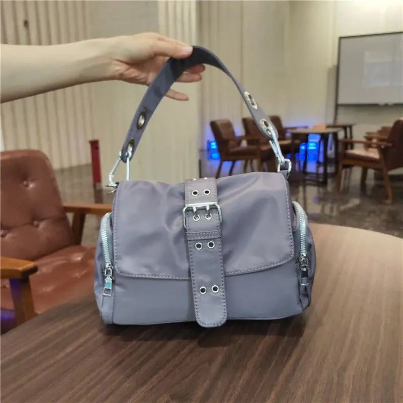 Vintage Nylon Khaki Shoudler Bag Women Hot Girls Square Bag Female Harajuku Casual Crossbody Bags Handbag Y2k